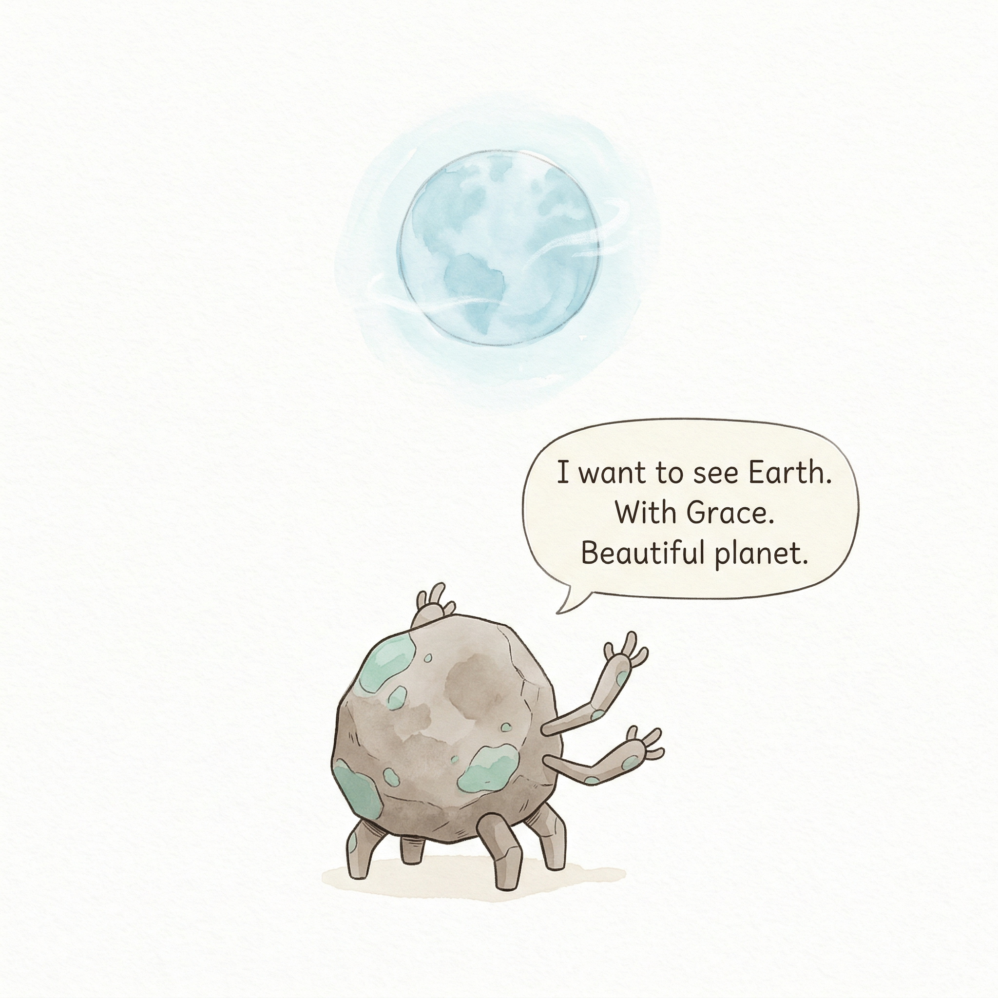 Rocky looking at Earth